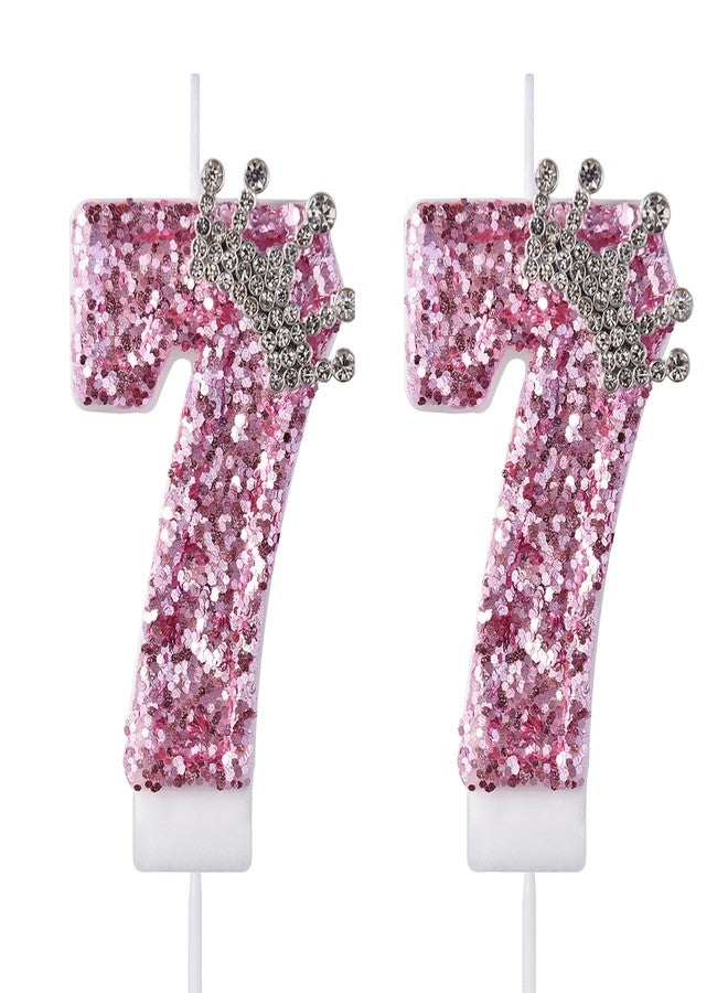 VSHILI 77 Birthday Candles, 77th Cake Candles, Pink Happy Birthday Number 77 Candles Cake Topper Decorations for Party Men Women - Image 1
